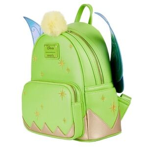 Loungefly Disney Tinkerbell Iridescent Holo Holographic Wings Pom Pom Backpack